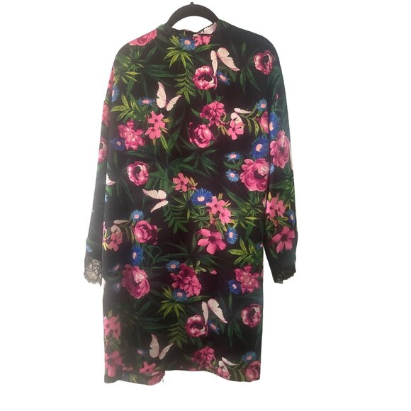 Victorias Secret Black Floral Kimono Robe Satin With Lace Trim - XS/S - Picture 5 of 6